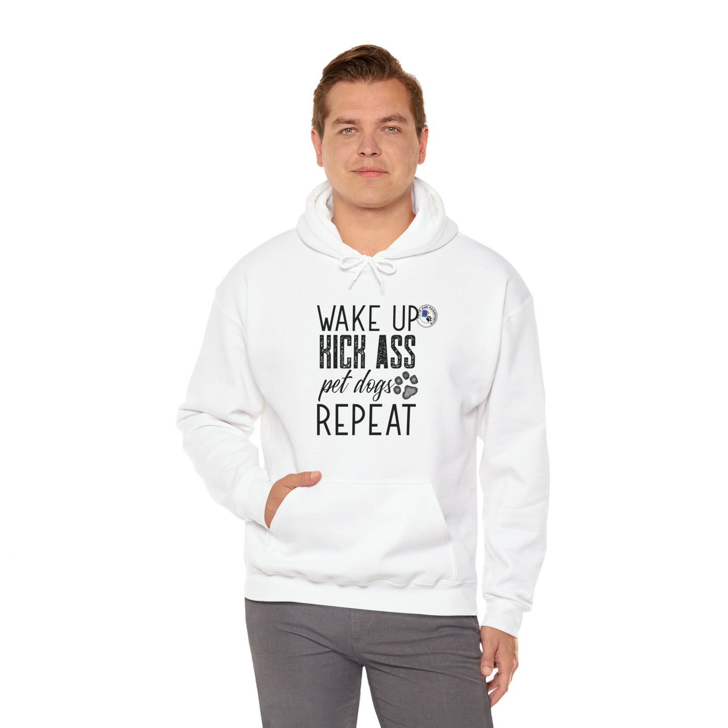 Wake Up Kick Ass Pet Dogs Repeat Sweatshirt, Dog Lover Hoodie, Animal Rescue Apparel