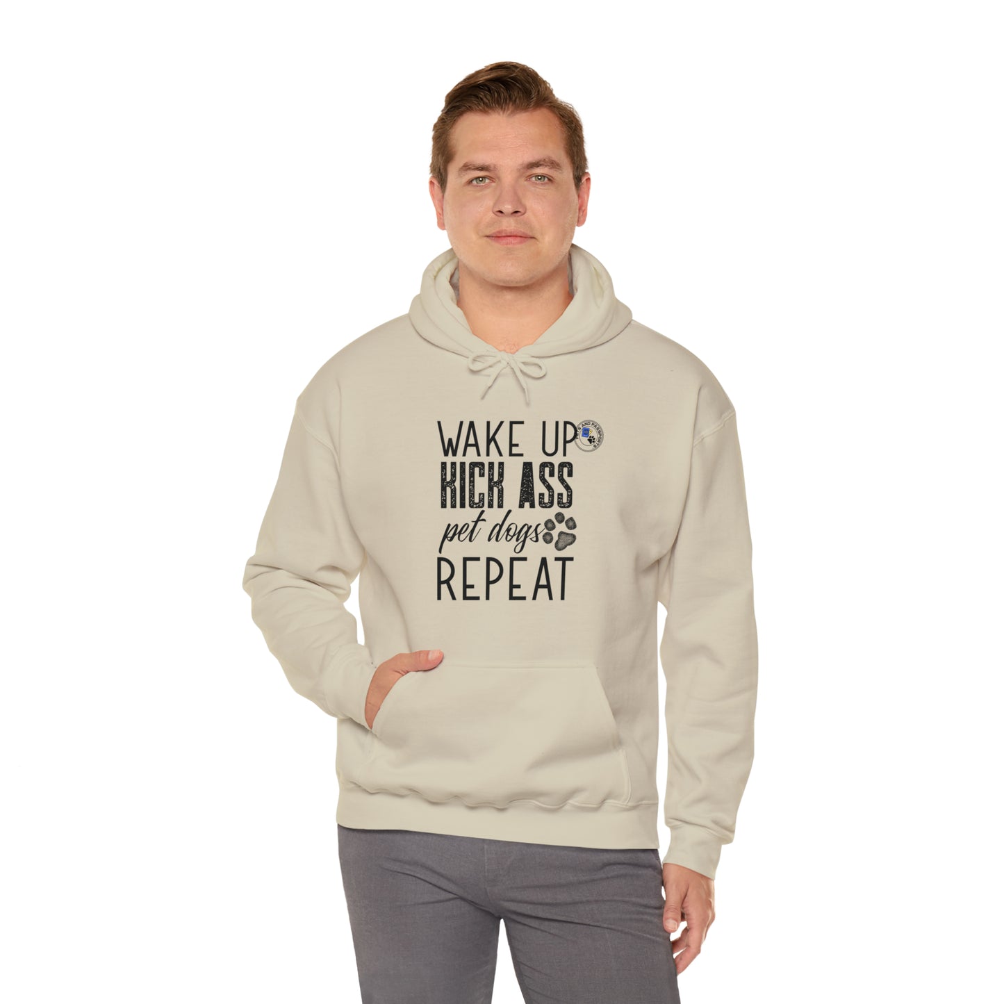 Wake Up Kick Ass Pet Dogs Repeat Sweatshirt, Dog Lover Hoodie, Animal Rescue Apparel