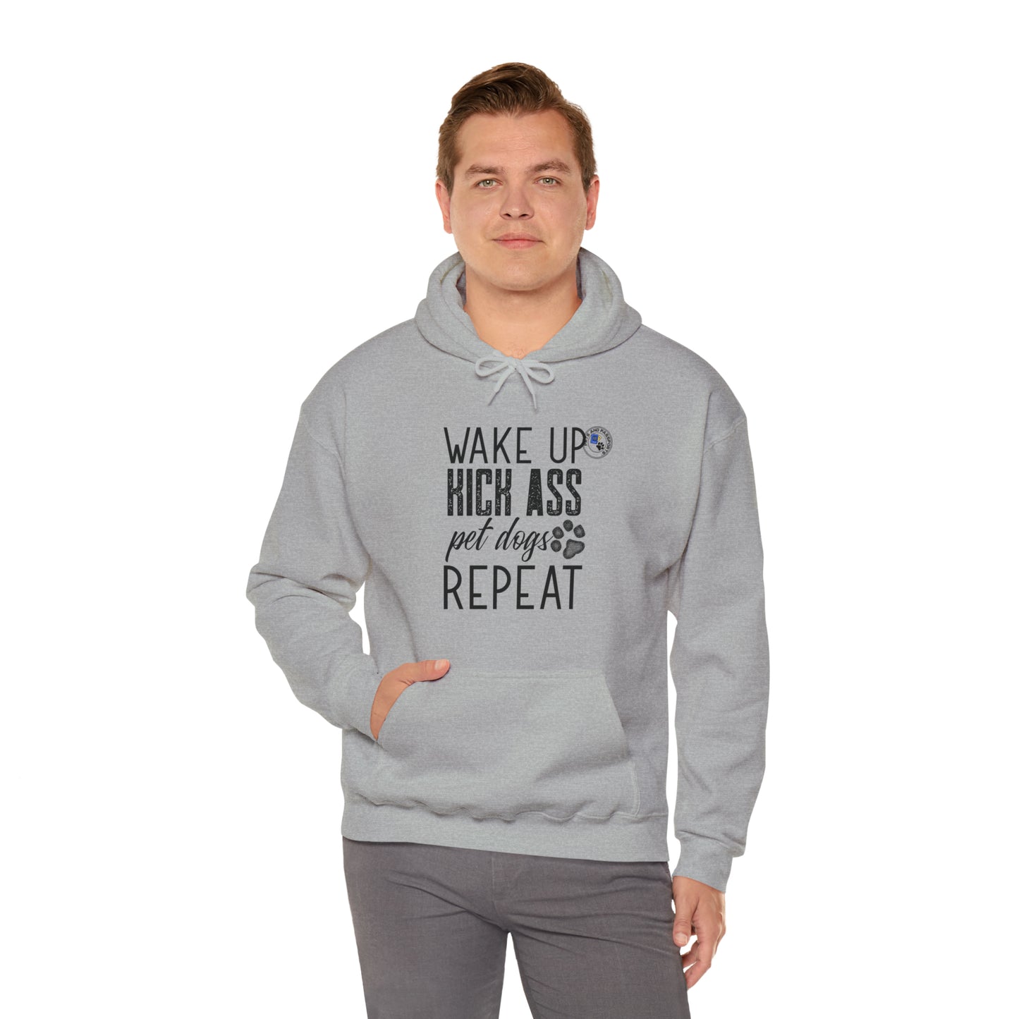 Wake Up Kick Ass Pet Dogs Repeat Sweatshirt, Dog Lover Hoodie, Animal Rescue Apparel